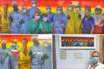 Picture of a painting of ITU staff