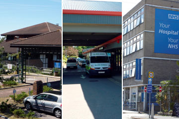 Picture comprising pictures of the three hospital sites at the trust 