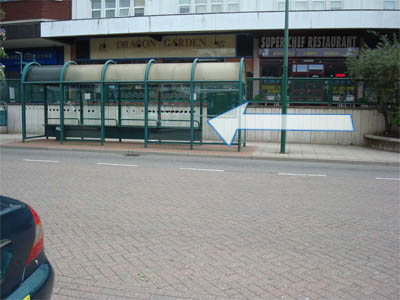 Picture of a bus stop in Marlowes, Hemel Hempstead