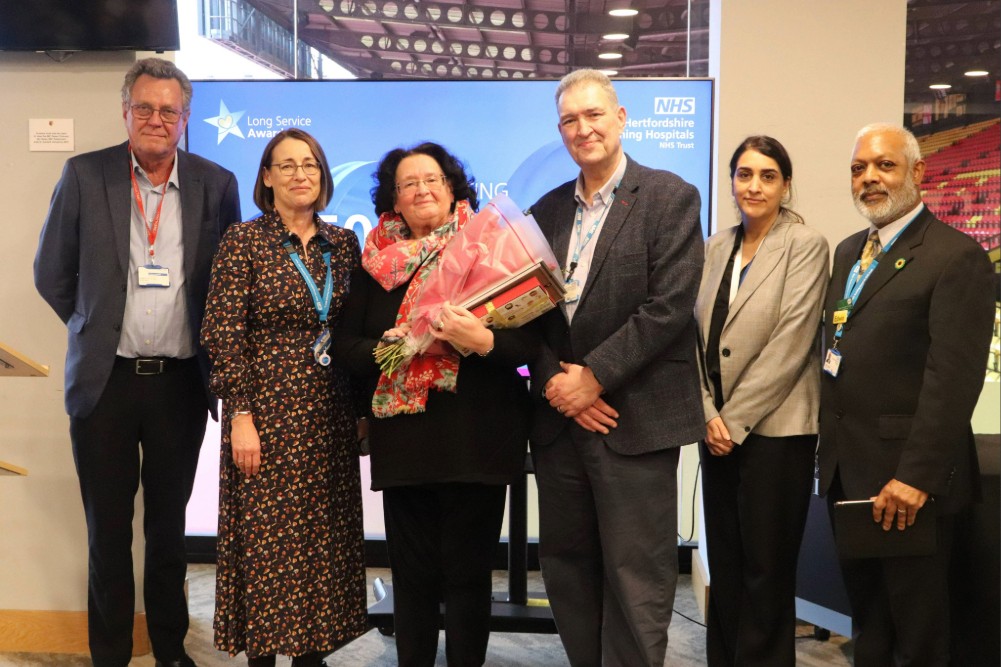 Pauline Wingate with Chief Executive and some of the executives