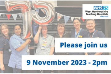 Picture of trust clinical staff celebrating 75 years of the NHS