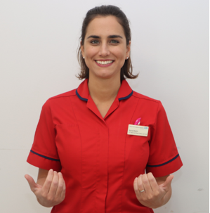 Picture of a nurse in a red uniform