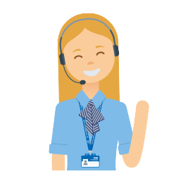 A drawing of a person wearing a headset. They are smiling and waving despite having no hands