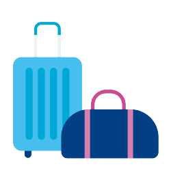 A drawing of a suitcase and a holdall