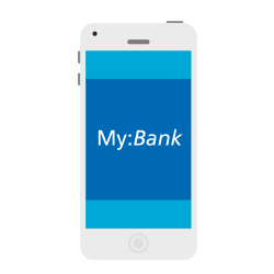 A drawing of a mobile phone showing the words 'My: Bank'