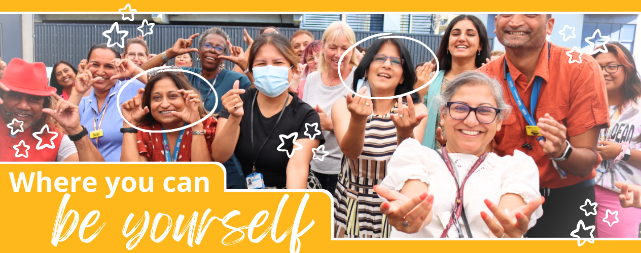 Picture of hospital staff with the words: where you can be yourself