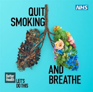 Picture of a poster saying quit smoking and breathe