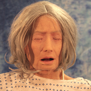 picture showing a portrait of an elderly realistic manikin