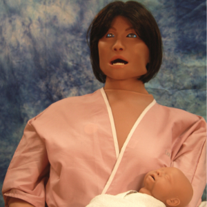 picture showing a high fidelity maternity manikin with baby
